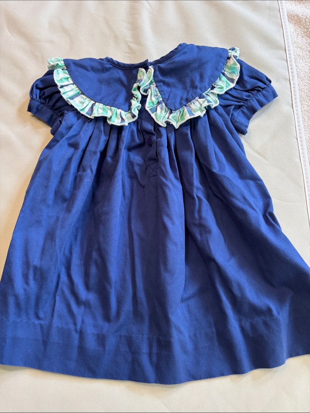 Smocktions Navy Blue Ruffle-Yoke Casual Dress for Babies - Picture 3 of 8